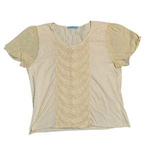 Johnny Was Cream Lace Detail Blouse XL as is